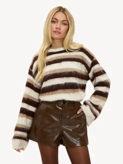 LOAVIES Falling Into Us Leather Look Brown Shorts