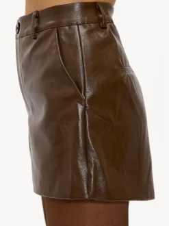 LOAVIES Falling Into Us Leather Look Brown Shorts