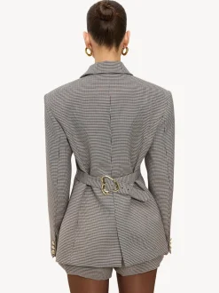 LOAVIES Grey Hug In A Stitch Houndstooth Tailored Blazer