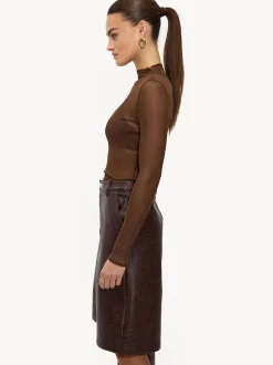 LOAVIES Hold The Haze Of Autumn Croc Faux Leather Long Brown Shorts