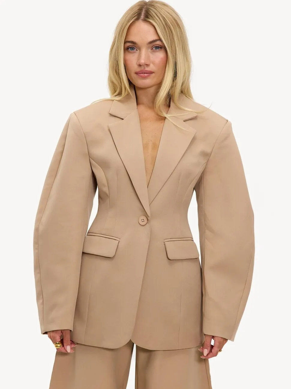 LOAVIES Statement Shoulder Talk To Me Brown Blazer