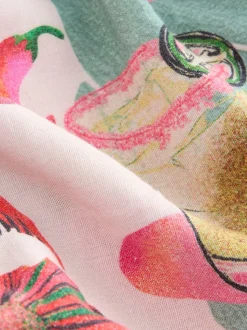 Lobster Conversational Print Embellished Midi Dress