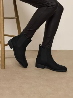Long Tall Sally Black Ankle Chelsea Micro Boots