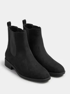 Long Tall Sally Black Ankle Chelsea Micro Boots
