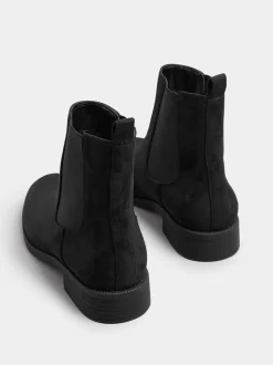 Long Tall Sally Black Ankle Chelsea Micro Boots