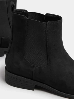 Long Tall Sally Black Ankle Chelsea Micro Boots