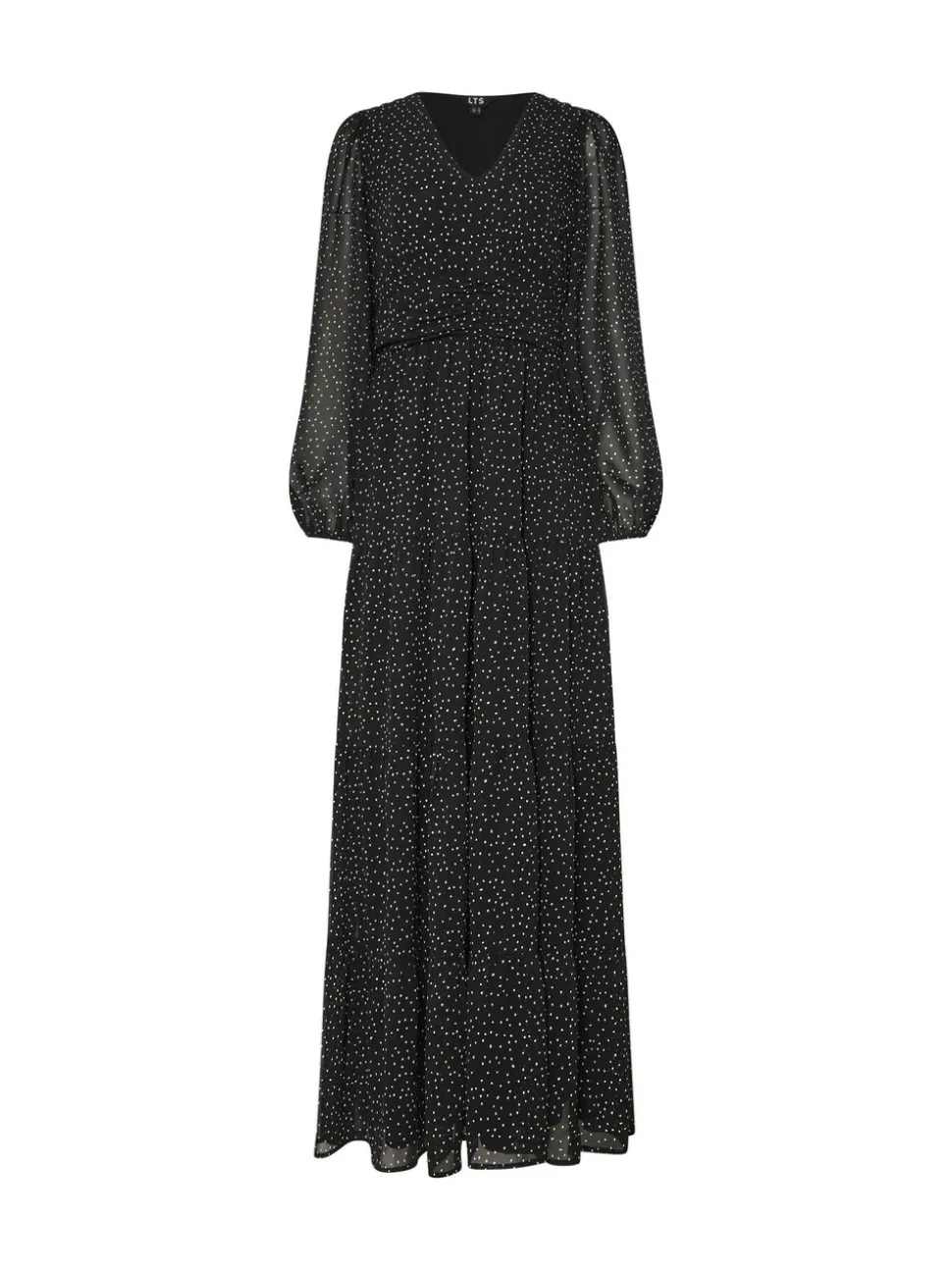 Long Tall Sally Black Chiffon Spot Tiered Maxi Dress