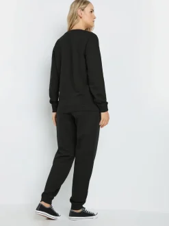 Long Tall Sally Black Cuffed Drawstring Joggers