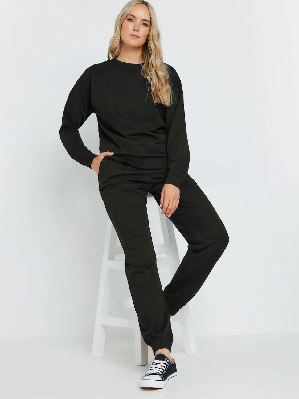 Long Tall Sally Black Cuffed Drawstring Joggers