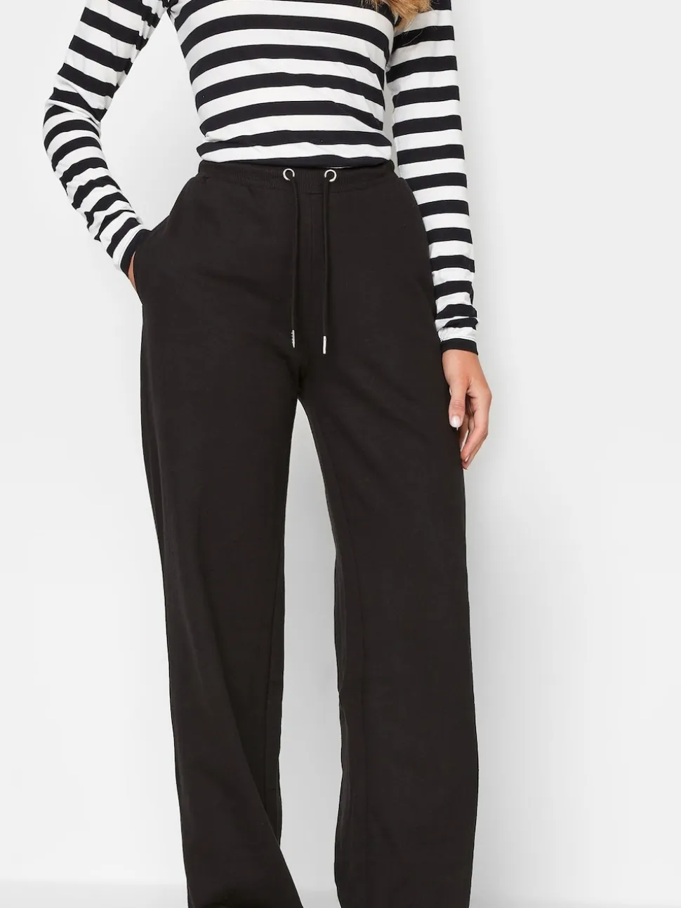 Long Tall Sally Black Dark Wide Leg Joggers