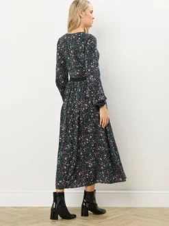 Long Tall Sally Black Ditsy Floral Lace Detail Maxi Dress
