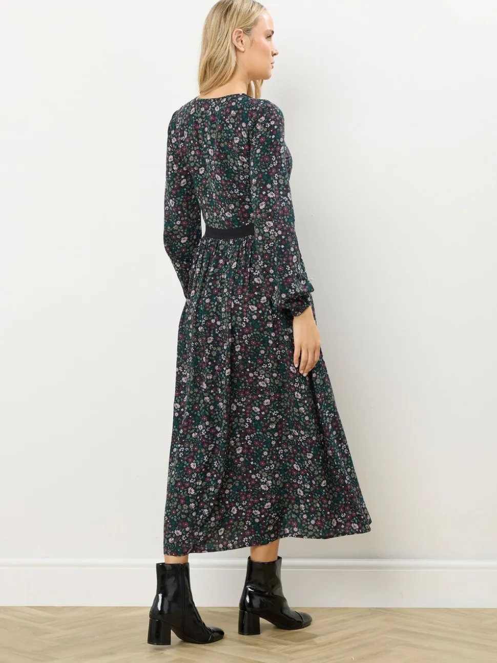 Long Tall Sally Black Ditsy Floral Lace Detail Maxi Dress