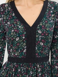 Long Tall Sally Black Ditsy Floral Lace Detail Maxi Dress