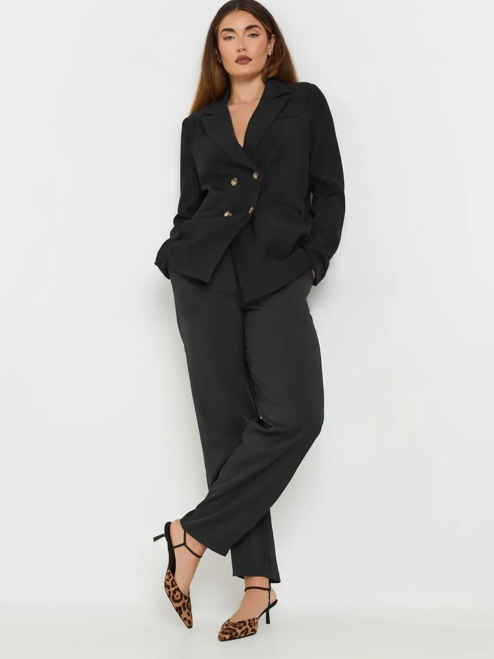 Long Tall Sally Black Double Breasted Jacket