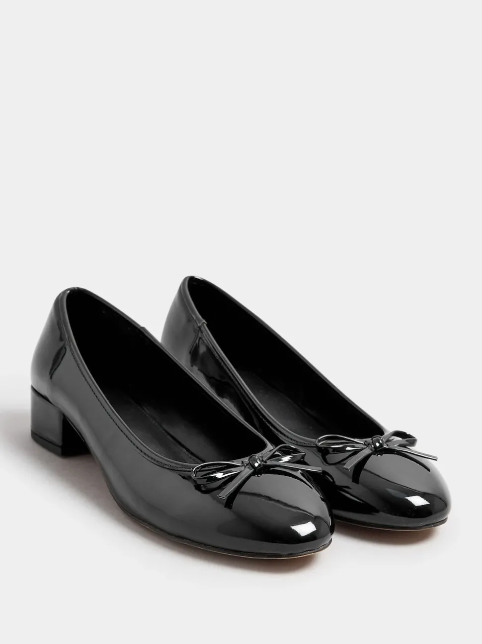 Long Tall Sally Black Heeled Ballet Patent shoes