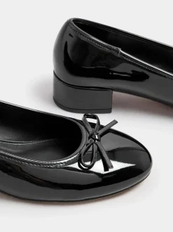 Long Tall Sally Black Heeled Ballet Patent shoes
