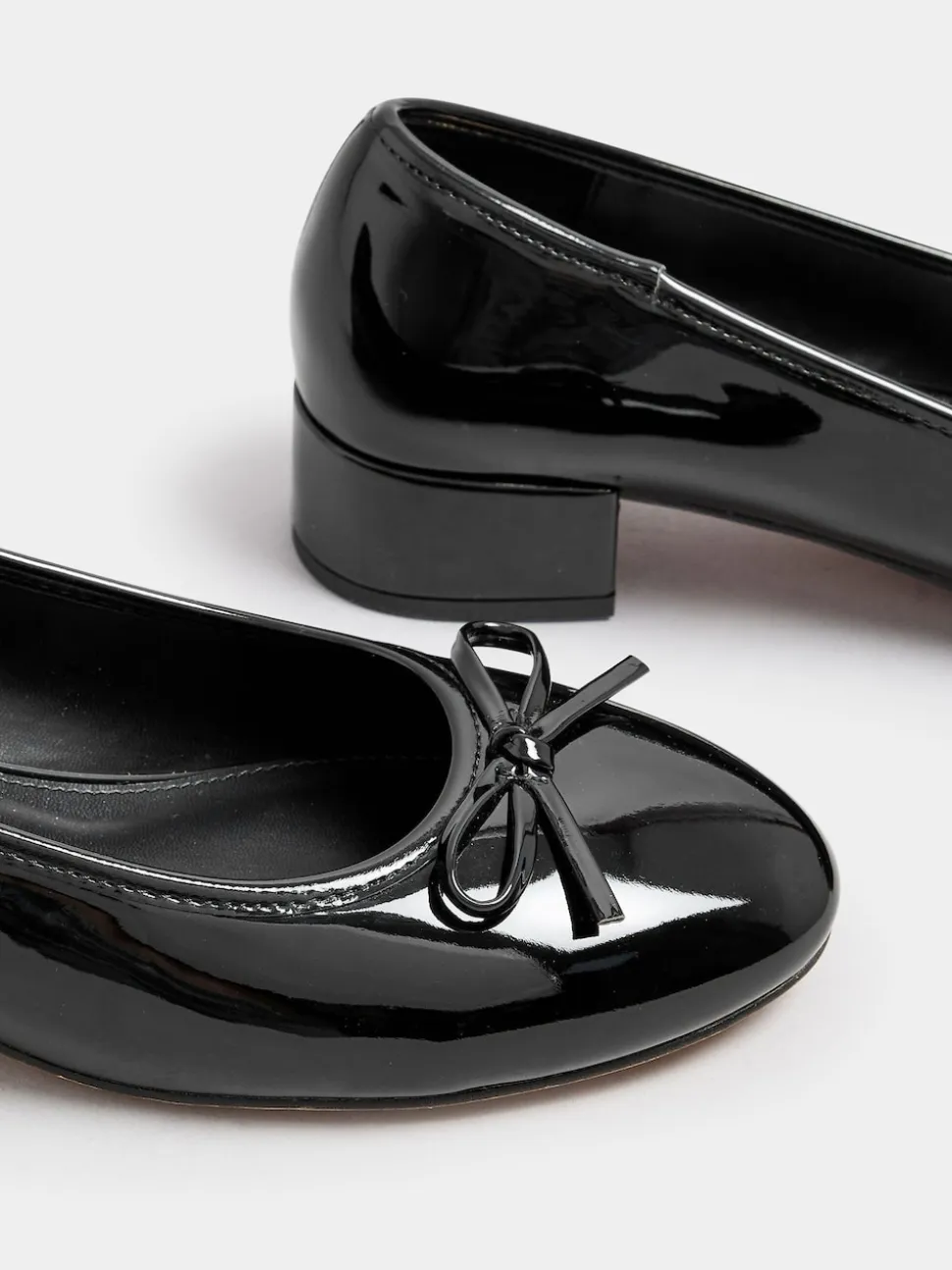 Long Tall Sally Black Heeled Ballet Patent shoes