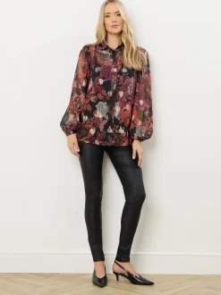 Long Tall Sally Black Jacquard Balloon Sleeve Top