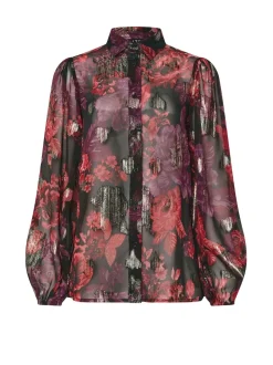 Long Tall Sally Black Jacquard Balloon Sleeve Top