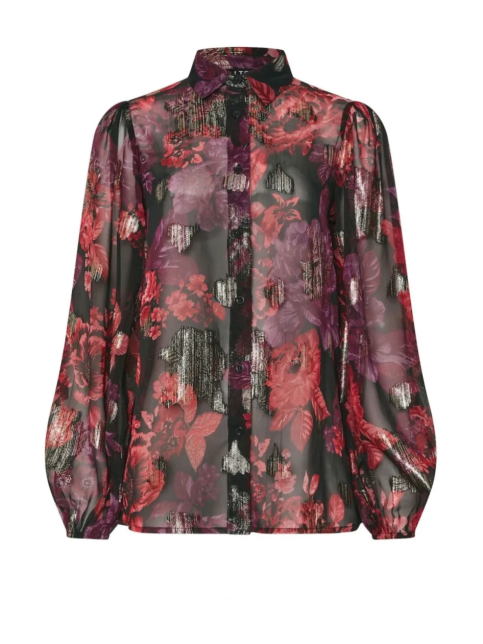 Long Tall Sally Black Jacquard Balloon Sleeve Top