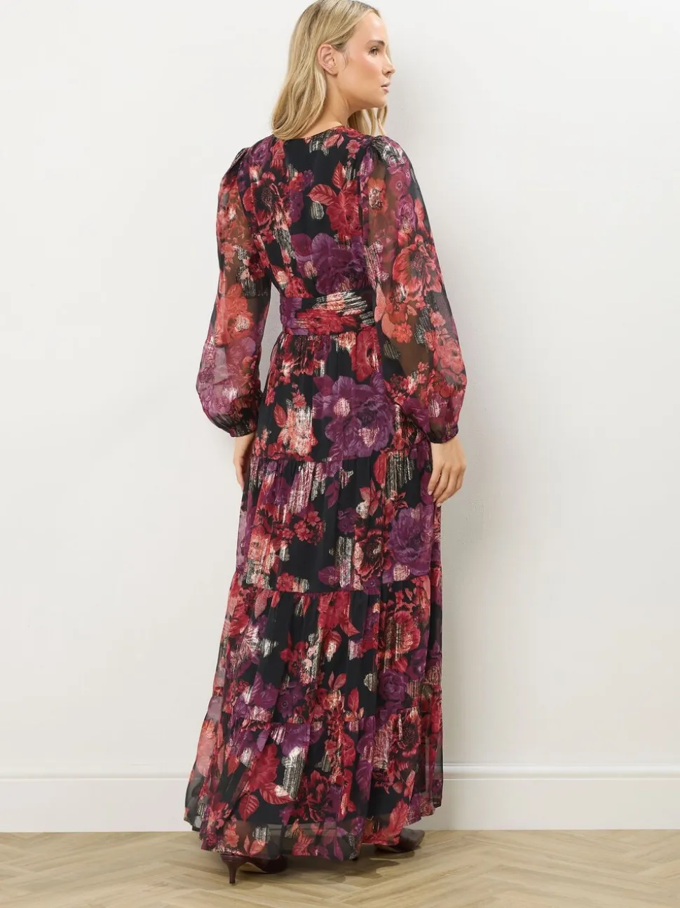 Long Tall Sally Black Jacquard Maxi Tiered Dress