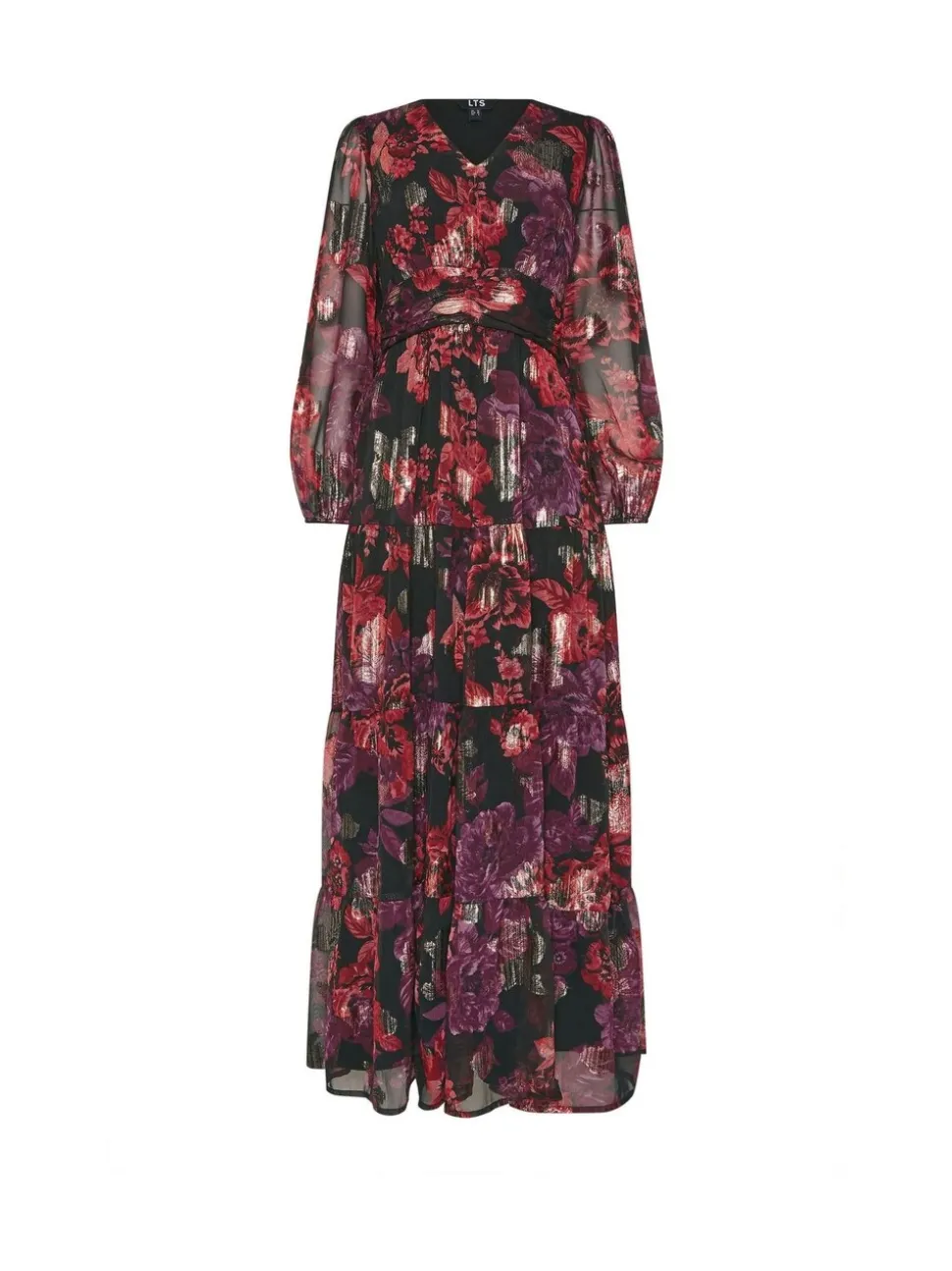 Long Tall Sally Black Jacquard Maxi Tiered Dress
