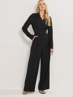 Long Tall Sally Black Long Sleeve Collar Jumpsuit
