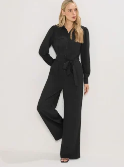 Long Tall Sally Black Long Sleeve Button Jumpsuit