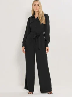 Long Tall Sally Black Long Sleeve Button Jumpsuit