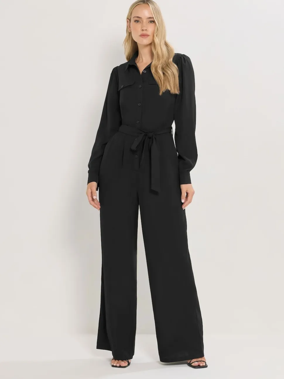 Long Tall Sally Black Long Sleeve Button Jumpsuit