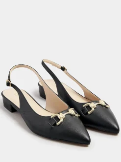 Long Tall Sally Black Metal Trim Sling Back Shoes