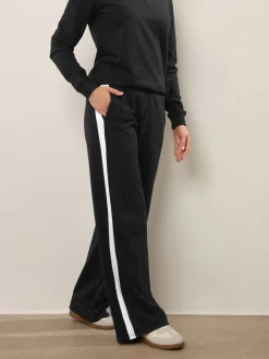 Long Tall Sally Black Ribbed Wide Leg Joggers
