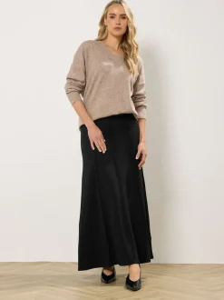Long Tall Sally Black Seamed Maxi Flare Skirt