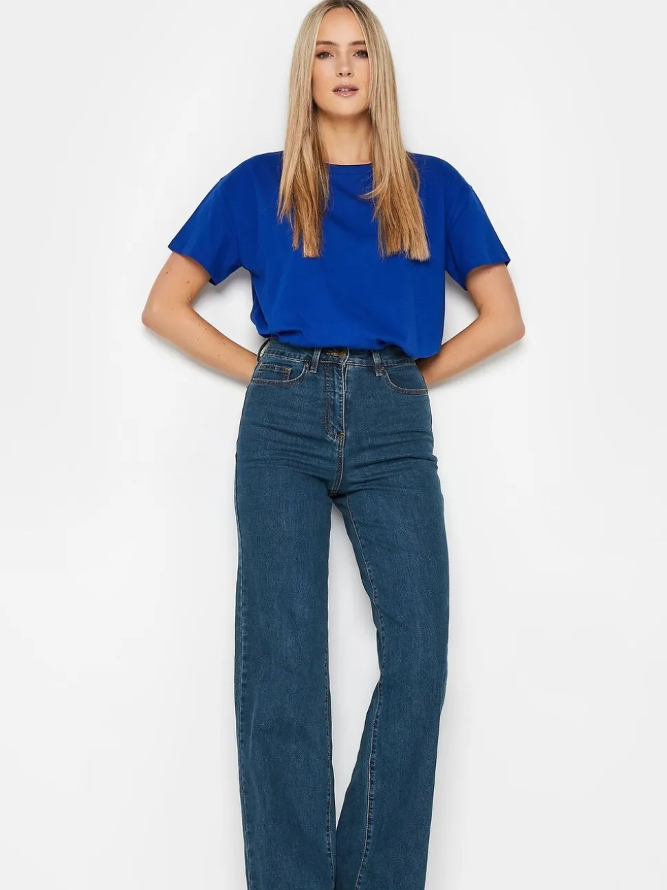 Long Tall Sally Blue Bea Wide Leg Jeans