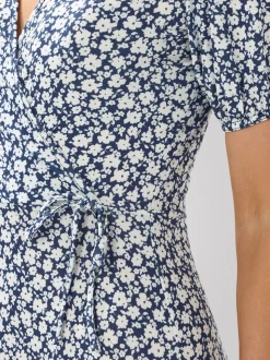 Long Tall Sally Blue Ditsy Wrap Maxi Dress