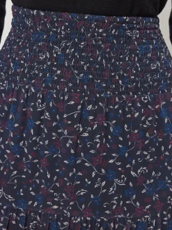 Long Tall Sally Blue Floral Border Tiered Skirt