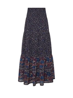 Long Tall Sally Blue Floral Border Tiered Skirt