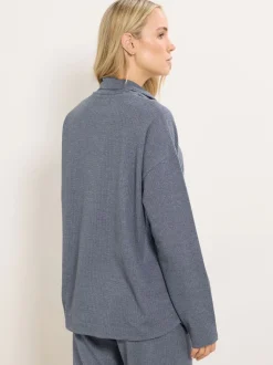 Long Tall Sally Blue Marl Waffle Cowl Neck Lounge Top