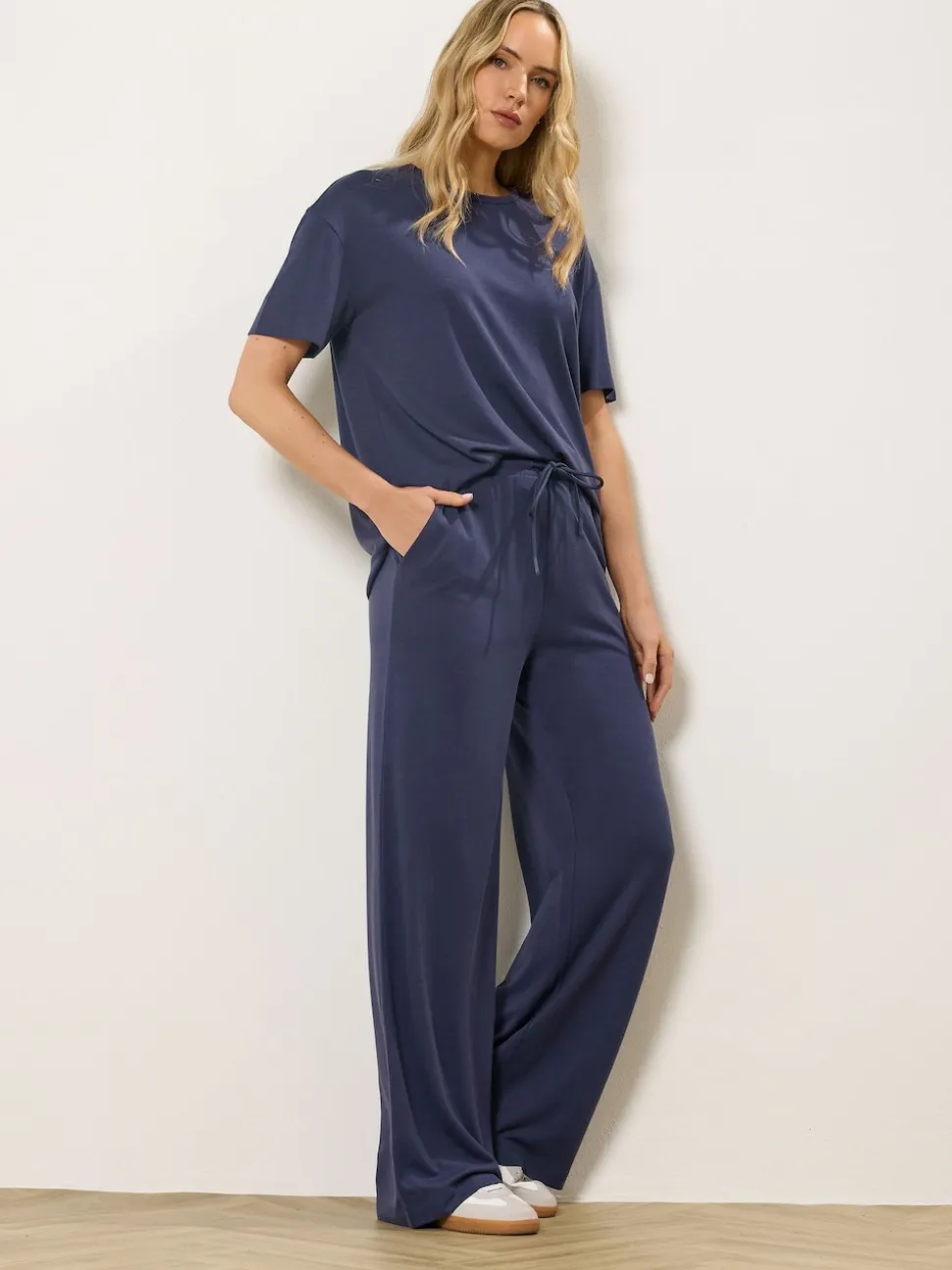 Long Tall Sally Blue Premium Wide Leg Joggers