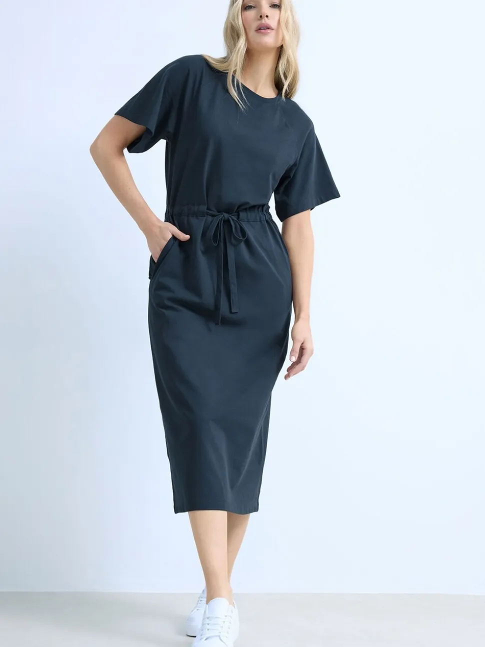 Long Tall Sally Blue Raglan Sleeve Tie Waist Maxi Dress