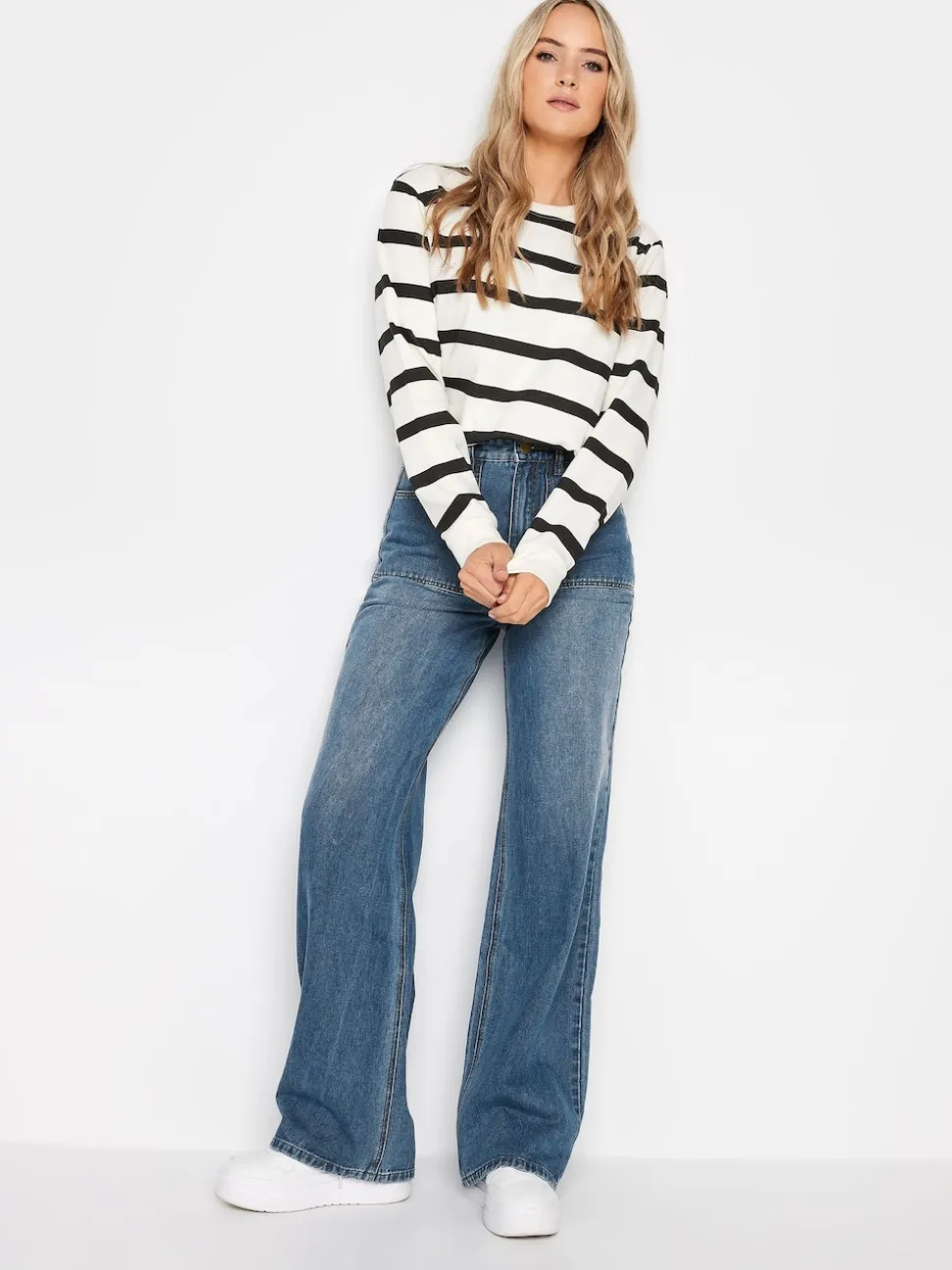 Long Tall Sally Blue Wide Leg 100% Cotton Jeans
