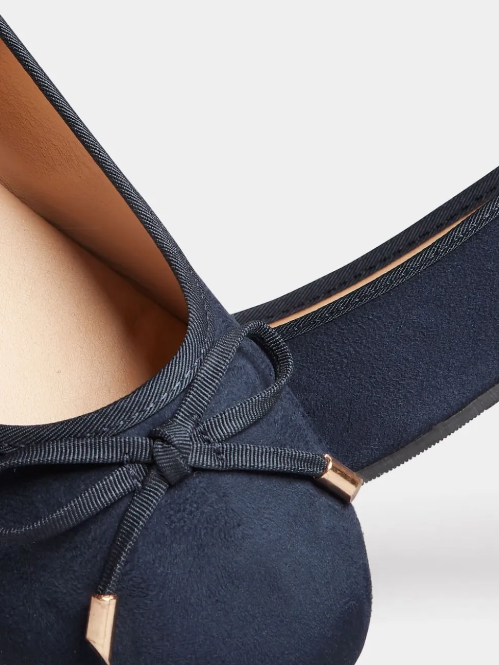 Long Tall Sally Blue Wide-Fit Ballerina Faux Suedette Pumps
