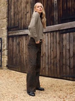 Long Tall Sally Brown Leopard Print Wide Leg Jeans
