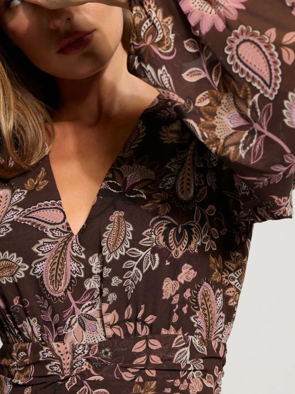 Long Tall Sally Brown Paisley Georgette Maxi Dress