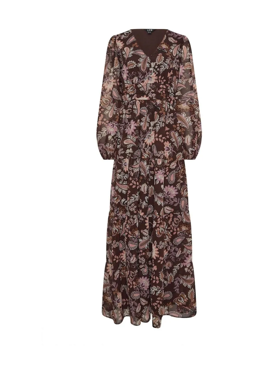 Long Tall Sally Brown Paisley Georgette Maxi Dress