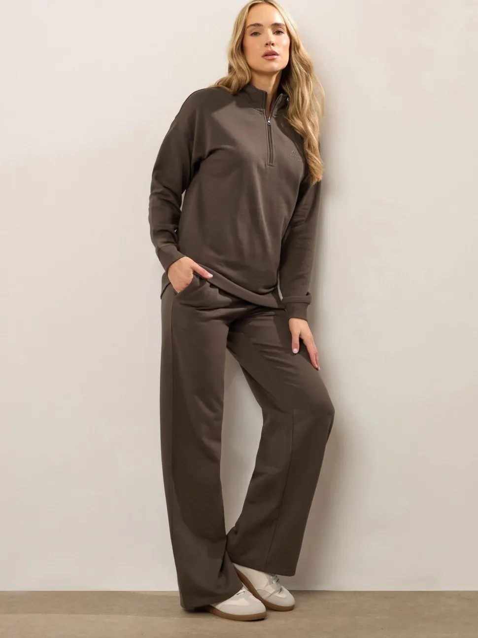 Long Tall Sally Brown Wide Fit Wide Leg Joggers