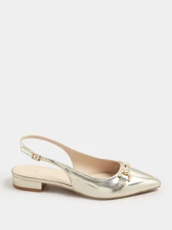 Long Tall Sally Gold Metal Trim Sling Back Shoes