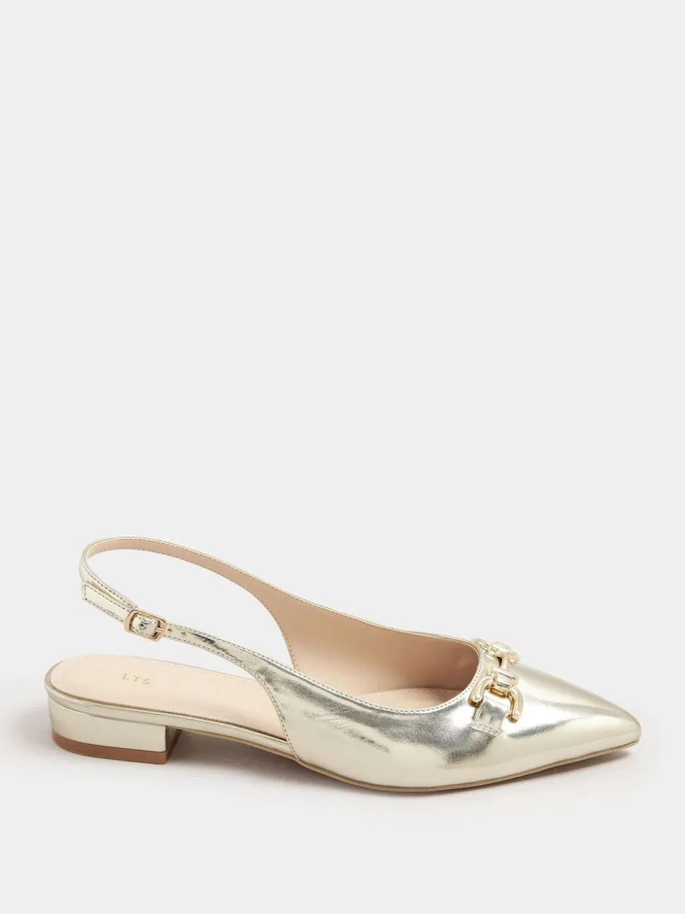 Long Tall Sally Gold Metal Trim Sling Back Shoes