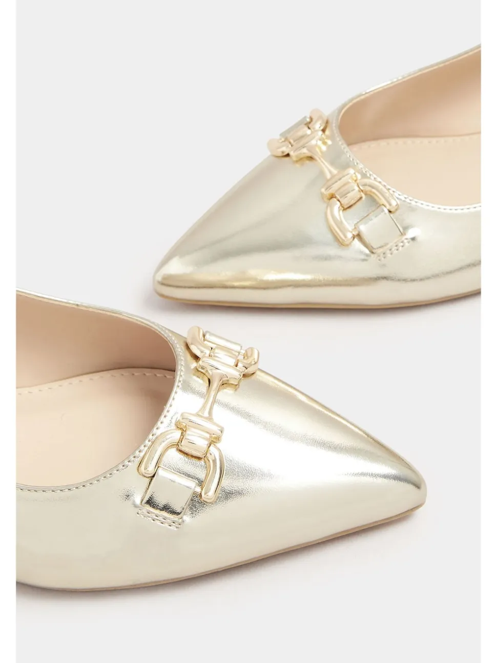 Long Tall Sally Gold Metal Trim Sling Back Shoes
