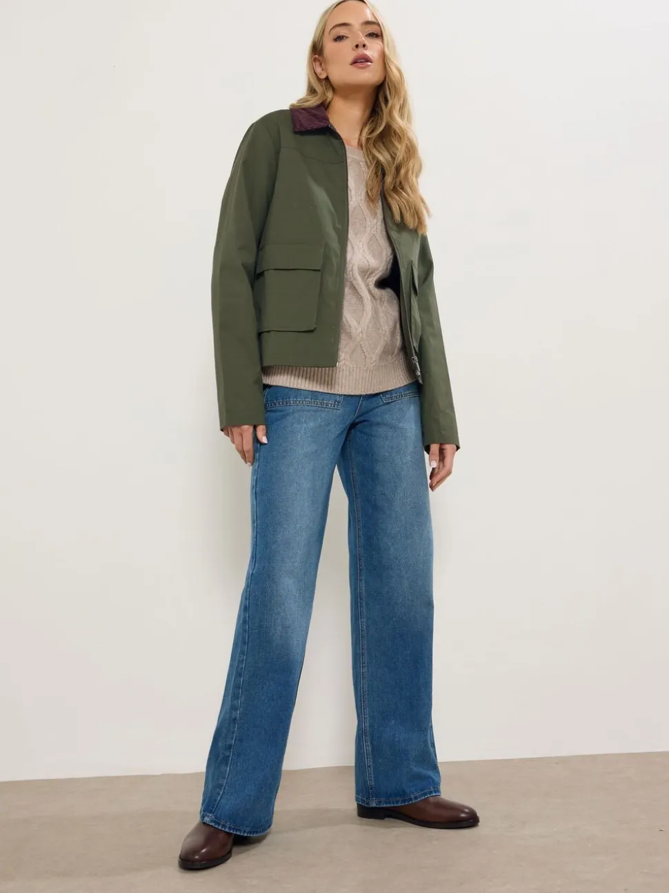 Long Tall Sally Green Cord Collar Barn Jacket